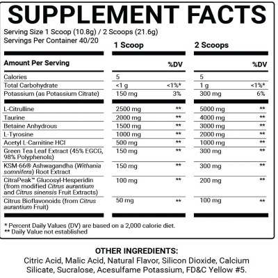 Bowmar Nutrition Pre Workout Ingredients (Non-Stim Version)