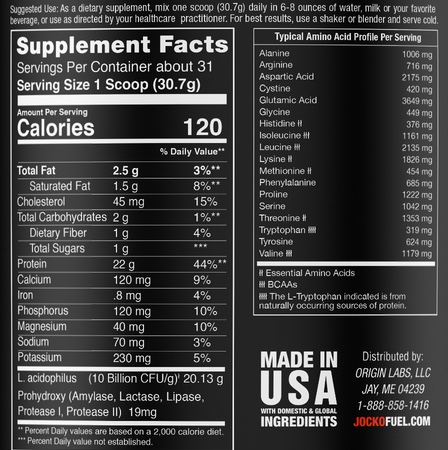 Jocko Molk ingredients label & nutrition facts